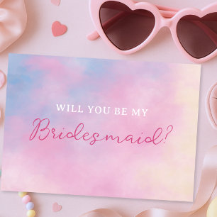 Sunset Lover Pastel Clouds Bridesmaid Proposal Card
