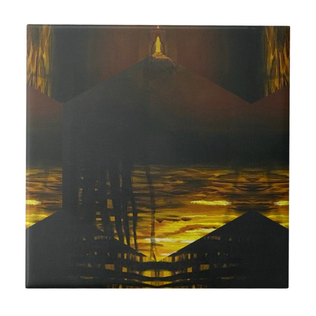 Sunset Magic Abstract Ceramic Tile (Front)