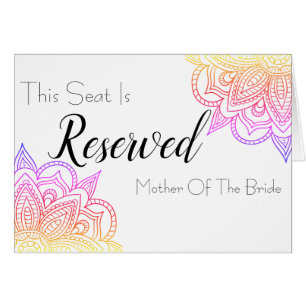 Sunset Mandala Reserved Seat Wedding Sign