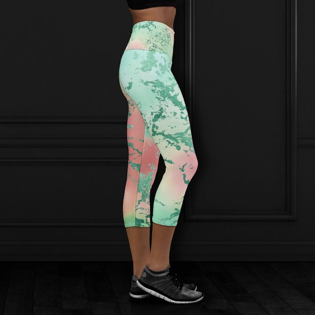 Sunset Marble | Cantaloupe Cassis and Neo Mint Capri Leggings (Creator Uploaded)