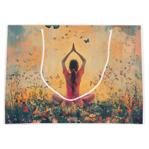 Sunset Meadow Meditation with Butterflies (1) Large Gift Bag