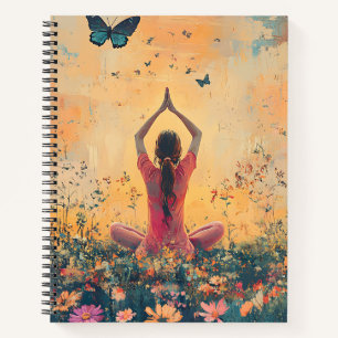 Sunset Meadow Meditation with Butterflies (1) Notebook