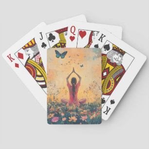 Sunset Meadow Meditation with Butterflies (1) Playing Cards