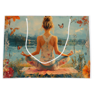 Sunset Meadow Meditation with Butterflies (2) Large Gift Bag