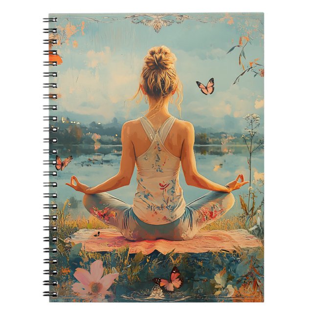 Sunset Meadow Meditation with Butterflies (2) Notebook (Front)