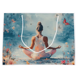 Sunset Meadow Meditation with Butterflies (3) Large Gift Bag