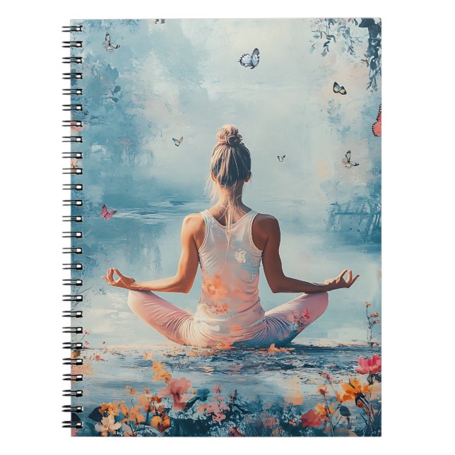 Sunset Meadow Meditation with Butterflies (3) Notebook (Front)