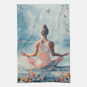 Sunset Meadow Meditation with Butterflies (3) Tea Towel