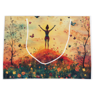 Sunset Meadow Meditation with Butterflies (4) Large Gift Bag