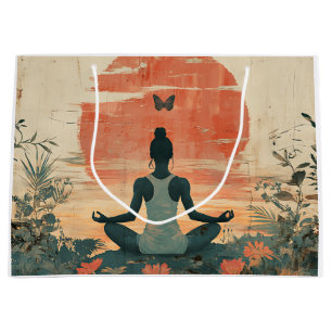 Sunset Meadow Meditation with Butterflies (5) Large Gift Bag