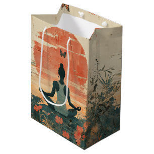 Sunset Meadow Meditation with Butterflies (5) Medium Gift Bag