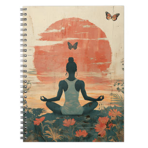 Sunset Meadow Meditation with Butterflies (5) Notebook
