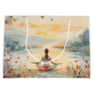Sunset Meadow Meditation with Butterflies (6) Large Gift Bag