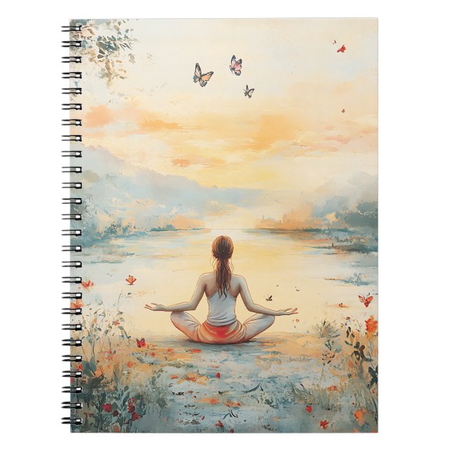 Sunset Meadow Meditation with Butterflies (6) Notebook (Front)