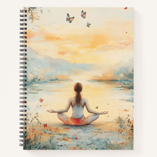 Sunset Meadow Meditation with Butterflies (6) Notebook