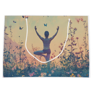 Sunset Meadow Meditation with Butterflies (7) Large Gift Bag