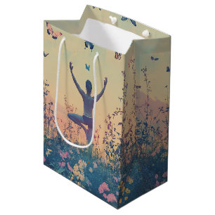 Sunset Meadow Meditation with Butterflies (7) Medium Gift Bag