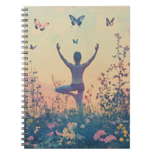 Sunset Meadow Meditation with Butterflies (7) Notebook