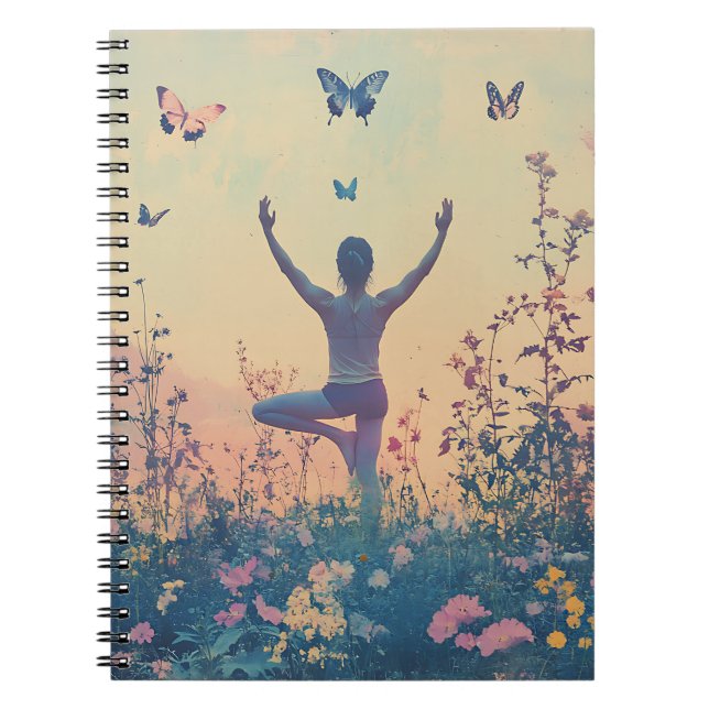 Sunset Meadow Meditation with Butterflies (7) Notebook (Front)