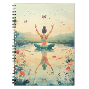 Sunset Meadow Meditation with Butterflies (8) Notebook