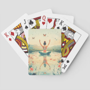 Sunset Meadow Meditation with Butterflies (8) Playing Cards