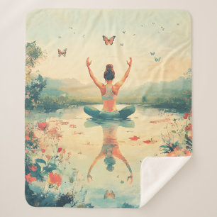Sunset Meadow Meditation with Butterflies (8) Sherpa Blanket