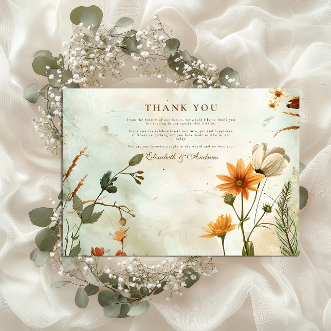 Sunset Meadow Wildflower Wedding Thank You Card (Creator Uploaded)