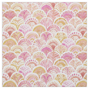 Sunset MERMAID DAYDREAMS Watercolor Scales Fabric