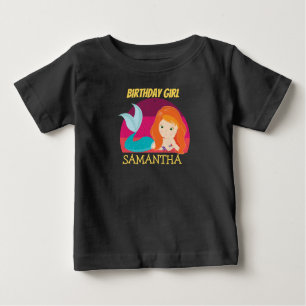 Sunset Mermaid yellow birthday  T-Shirt
