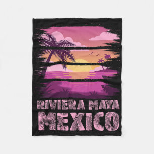 Sunset Mexico Riviera Maya Summer Vacation Beach S Fleece Blanket