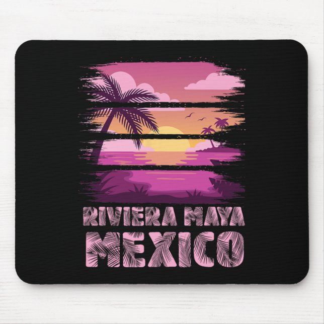 Sunset Mexico Riviera Maya Summer Vacation Beach S Mouse Pad (Front)