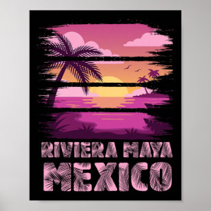 Sunset Mexico Riviera Maya Summer Vacation Beach S Poster