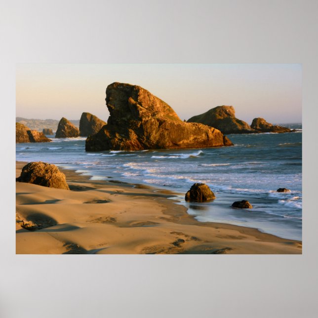 Sunset, Meyers Beach, Oregon, USA Poster (Front)