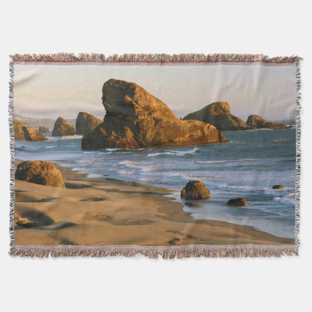 Sunset, Meyers Beach, Oregon, USA Throw Blanket (Front)
