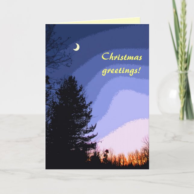 Sunset Moon Christmas Holiday Card (Front)