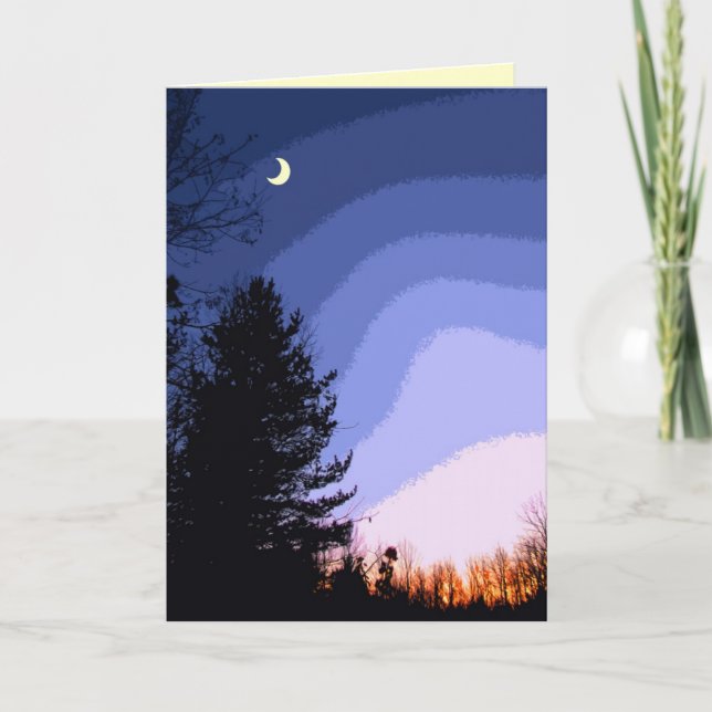 Sunset Moon Season's Greetings Holiday Card (Front)