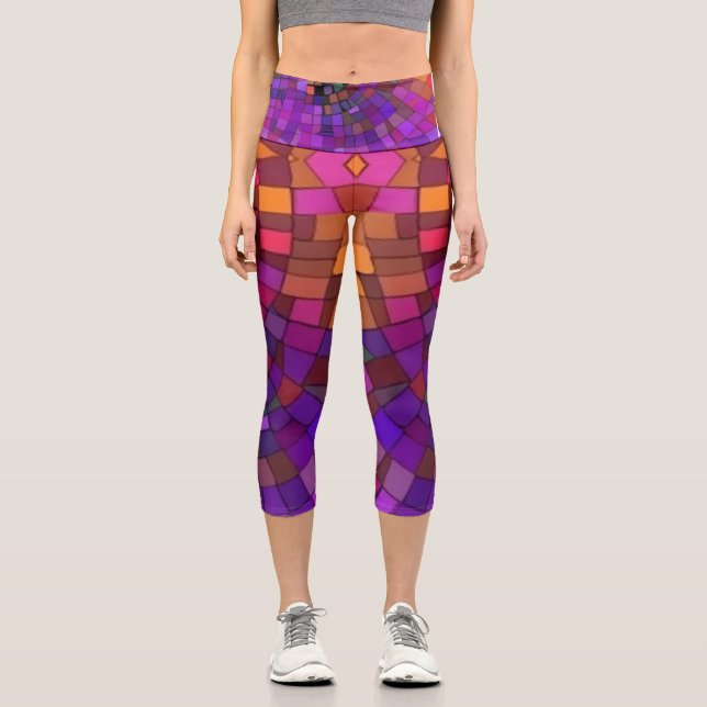 Sunset Mosaic1 Capri Leggings (Front)