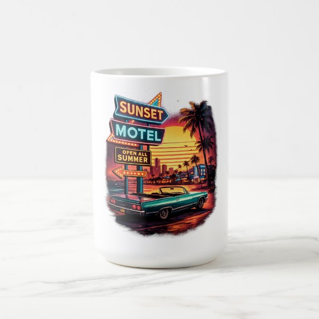 Sunset Motel Open All Night Retro Design Coffee Mug (Center)