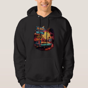 Sunset Motel Open All Night Retro Design Hoodie