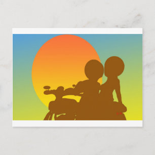 sunset motorcycle postcard
