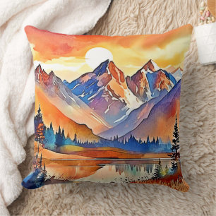 Sunset Mountain Art Design Cushion