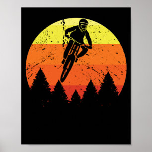 Sunset mountain bike downhill terrain cyclist poster
