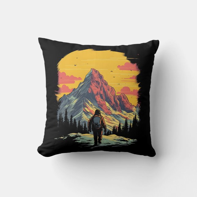 Sunset Mountain Hiking Adventure Cushion (Front)