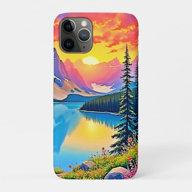 Sunset Mountain Lake Majesty Art Case-Mate iPhone Case (Back)