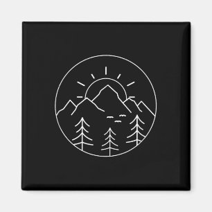 Sunset Mountain Nature Hiking Camping Outdoors Mou Magnet