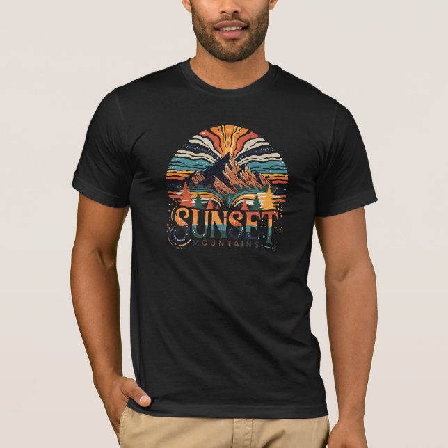 Sunset Mountain Nature T-Shirt Design (Front)