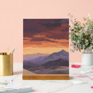 Sunset Mountain Range Vector Landscap Acrylic Sign