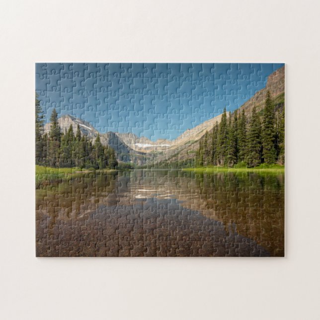 Sunset Mountain Reflection | Glacier National Park Jigsaw Puzzle (Horizontal)
