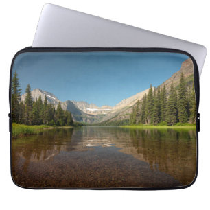 Sunset Mountain Reflection   Glacier National Park Laptop Sleeve