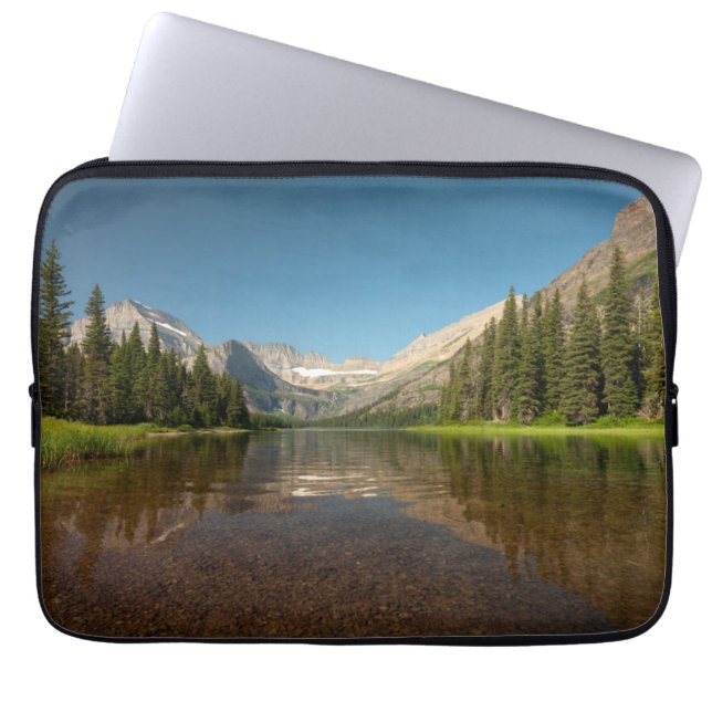 Sunset Mountain Reflection | Glacier National Park Laptop Sleeve (Front)